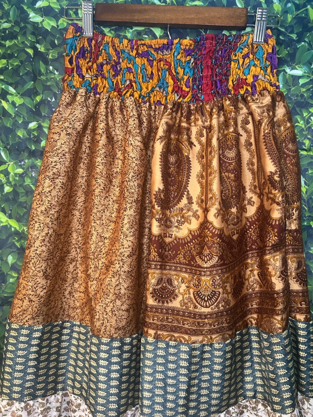 POL Multicolor Patchwork Wide-Leg ankle pants with Smocked Waist - Picture 5 of 10